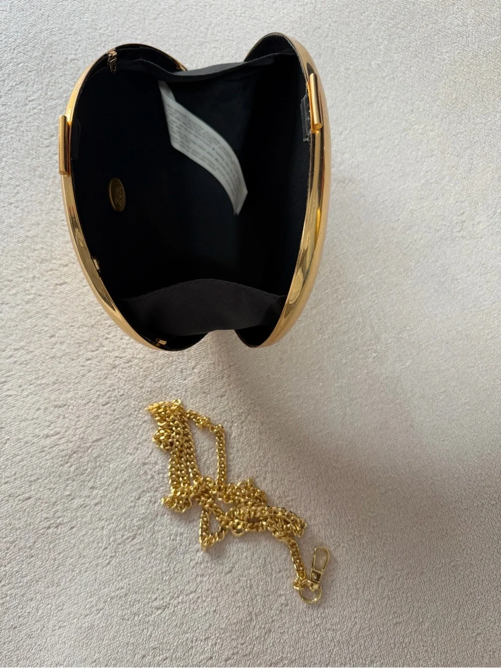 Zara Gold Metallic Hard Shell Clutch Crossbody Evening Bag